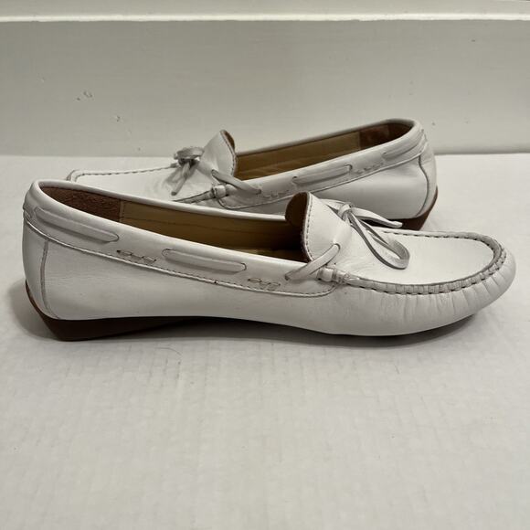 Van Eli Driving Loafers White Leather Moc Round Toe Slip On Flat Shoes Size 6.5M - Picture 8 of 12